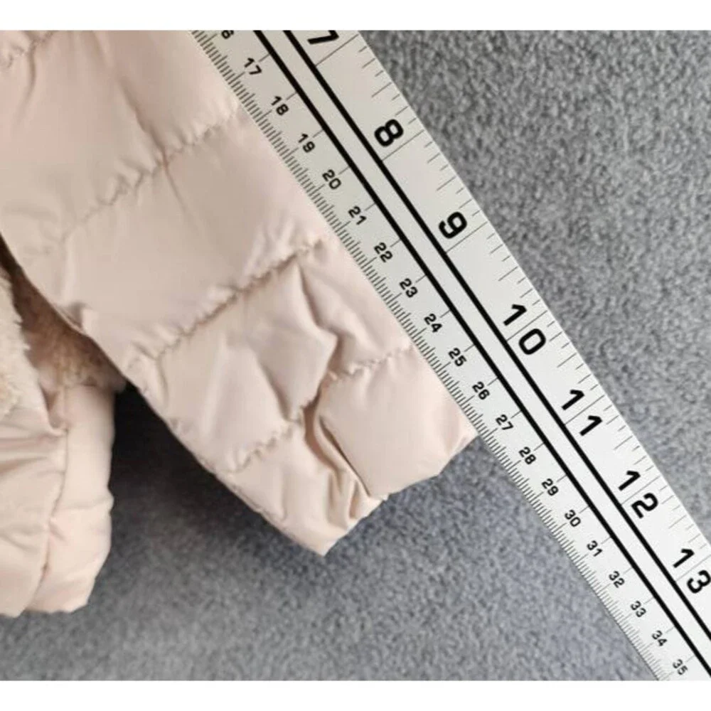 Moncler Jerima Teddy Hooded Down Short Puffer Jacket Baby Girls 9/12 Pink L/S